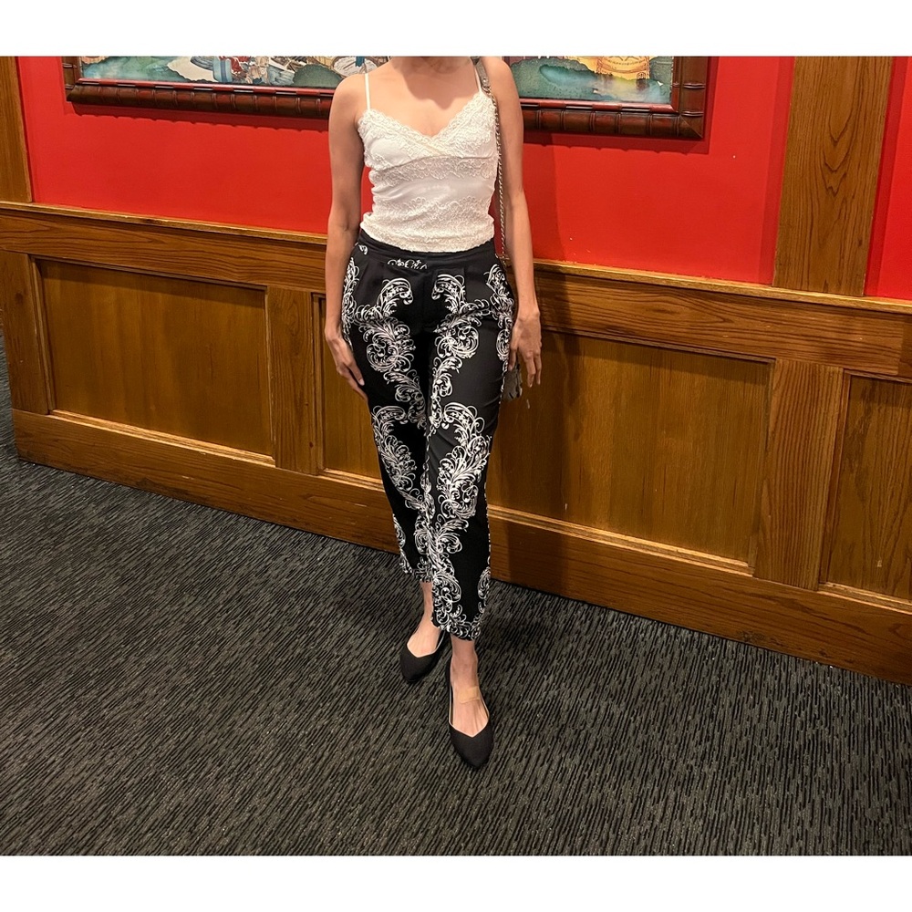 Silence & Noise harem pants black white pockets